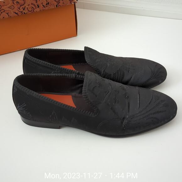 Tallia‎ Men\'s Enrico Embossed Satin Smoking Slippers Black Loafers Size 8.5 main image 9